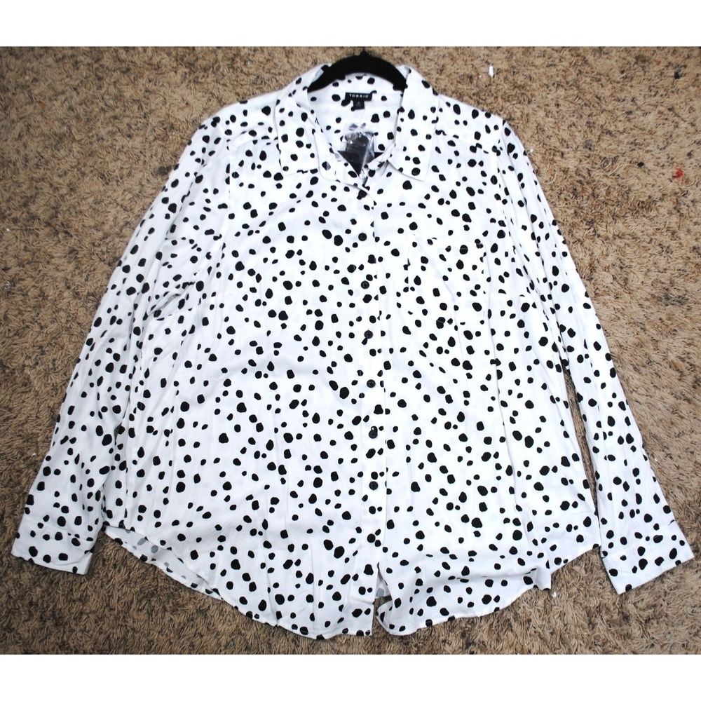 Torrid Womens Size 0 White Black Cheetah Print Long Sleeve Blouse Top New (K2)